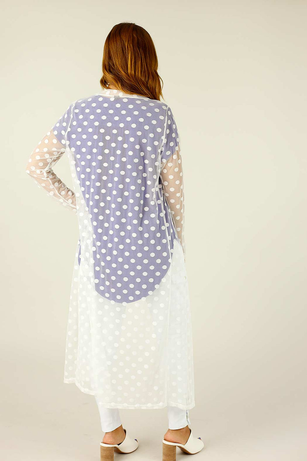 White Spot Mesh Sleek Cardi