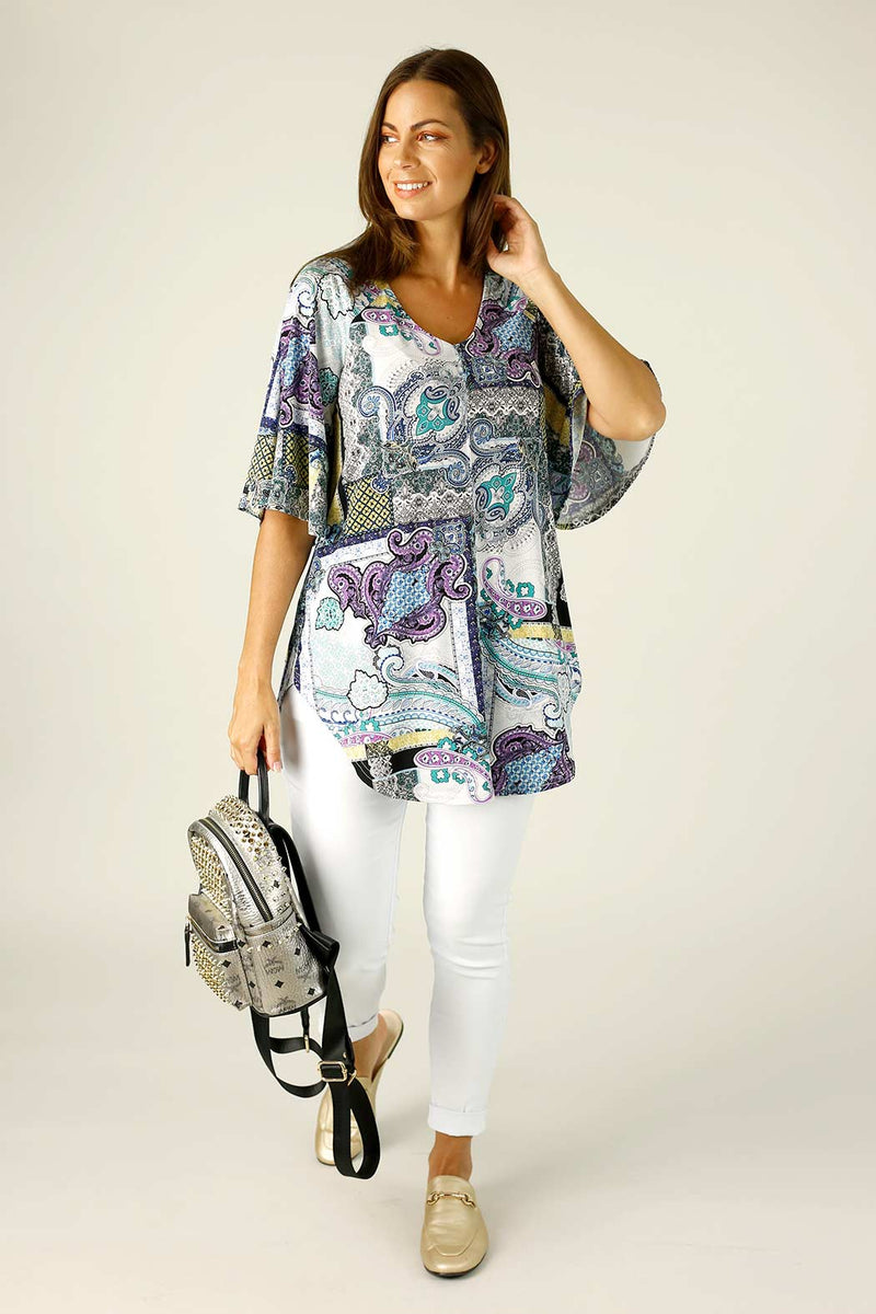 Paisley Jersey Bell Sleeve Top - FINAL SALE