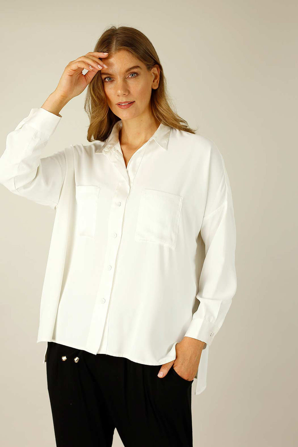 White Soft Touch Patchwork Overshirt - SALE