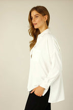 White Soft Touch Patchwork Overshirt - SALE
