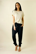 Black Bamboo Tie Slouch Pant - FINAL SALE