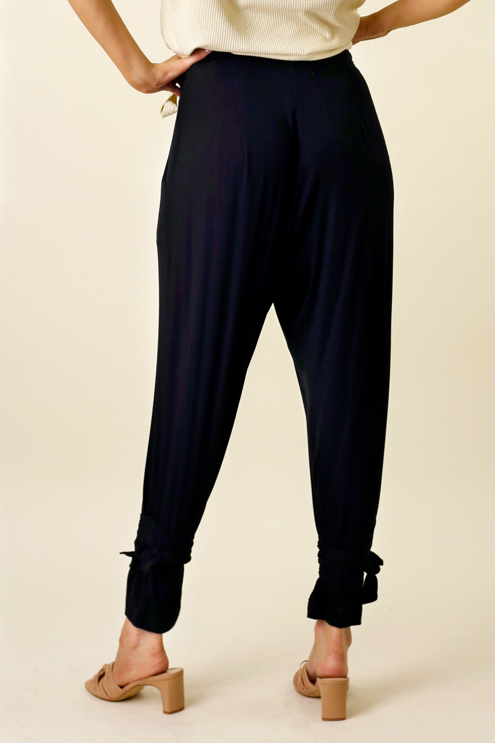 Black Bamboo Tie Slouch Pant - FINAL SALE