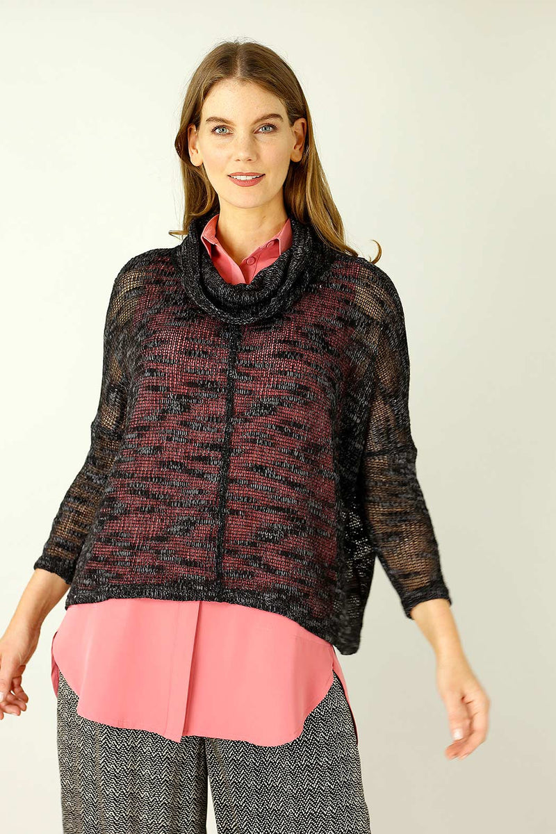 Black Distressed Cowl Overtop -SALE