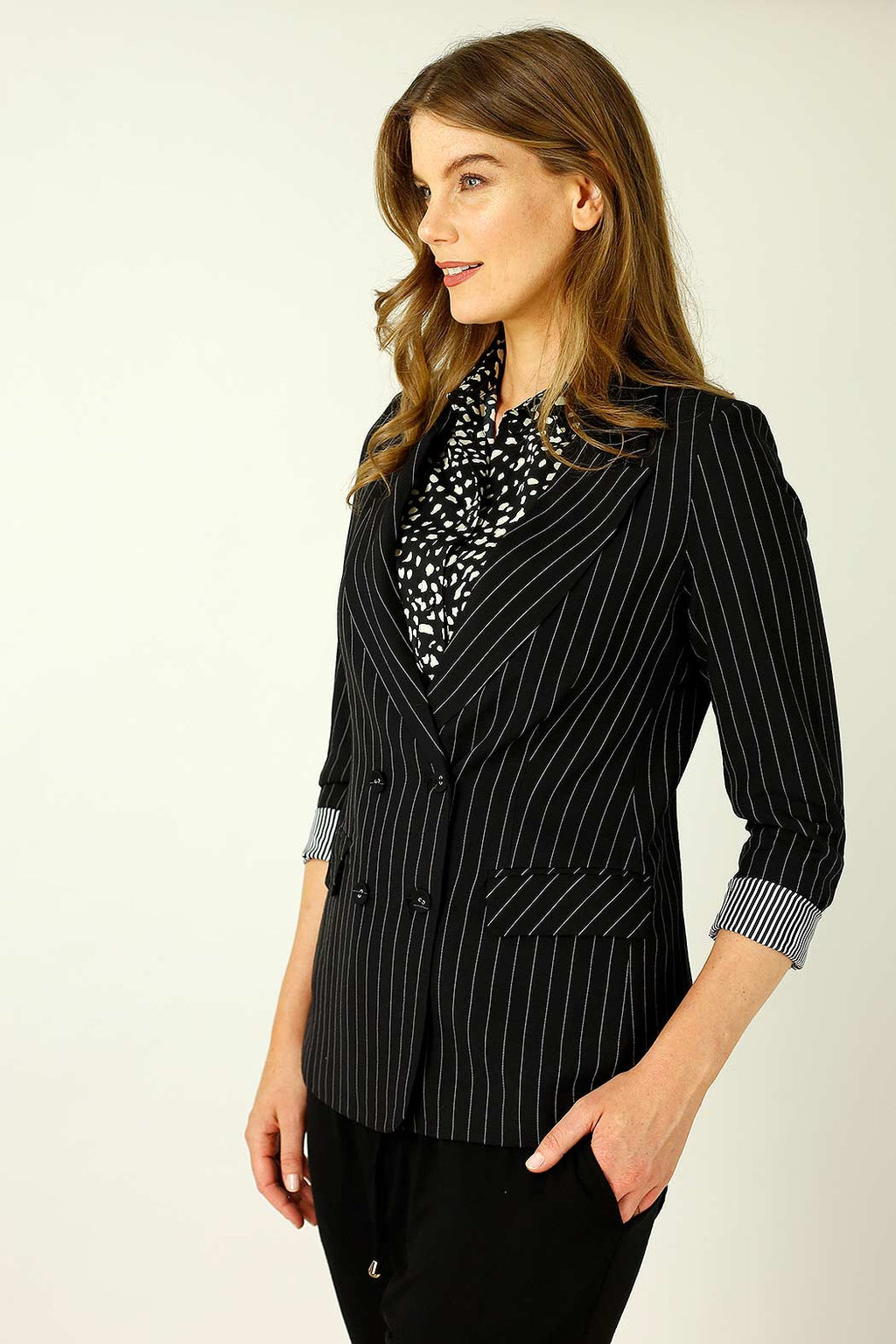 Black Pinstripe Casablanca Blazer - SALE
