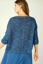 Blue Distressed V Neck Overtop