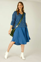 Blue Distressed V Neck Overtop