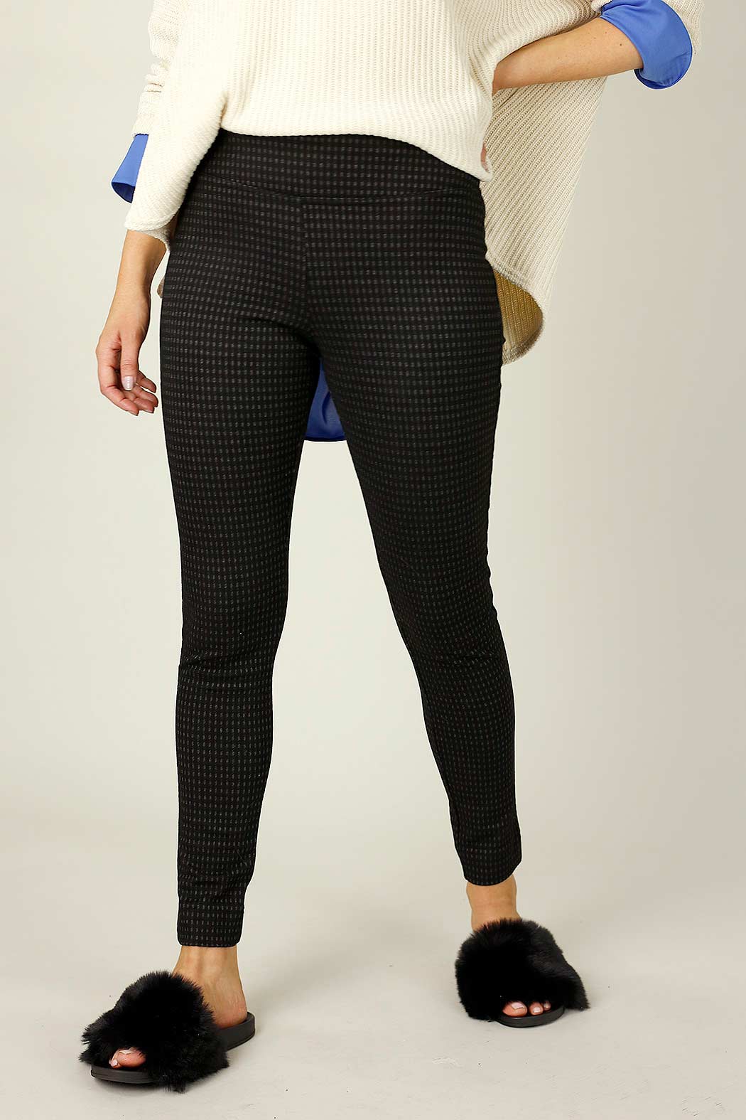 Black Grey Ponte Slim Pant