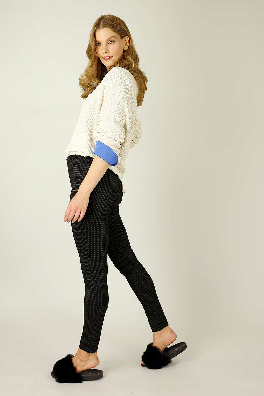 Black Grey Ponte Slim Pant