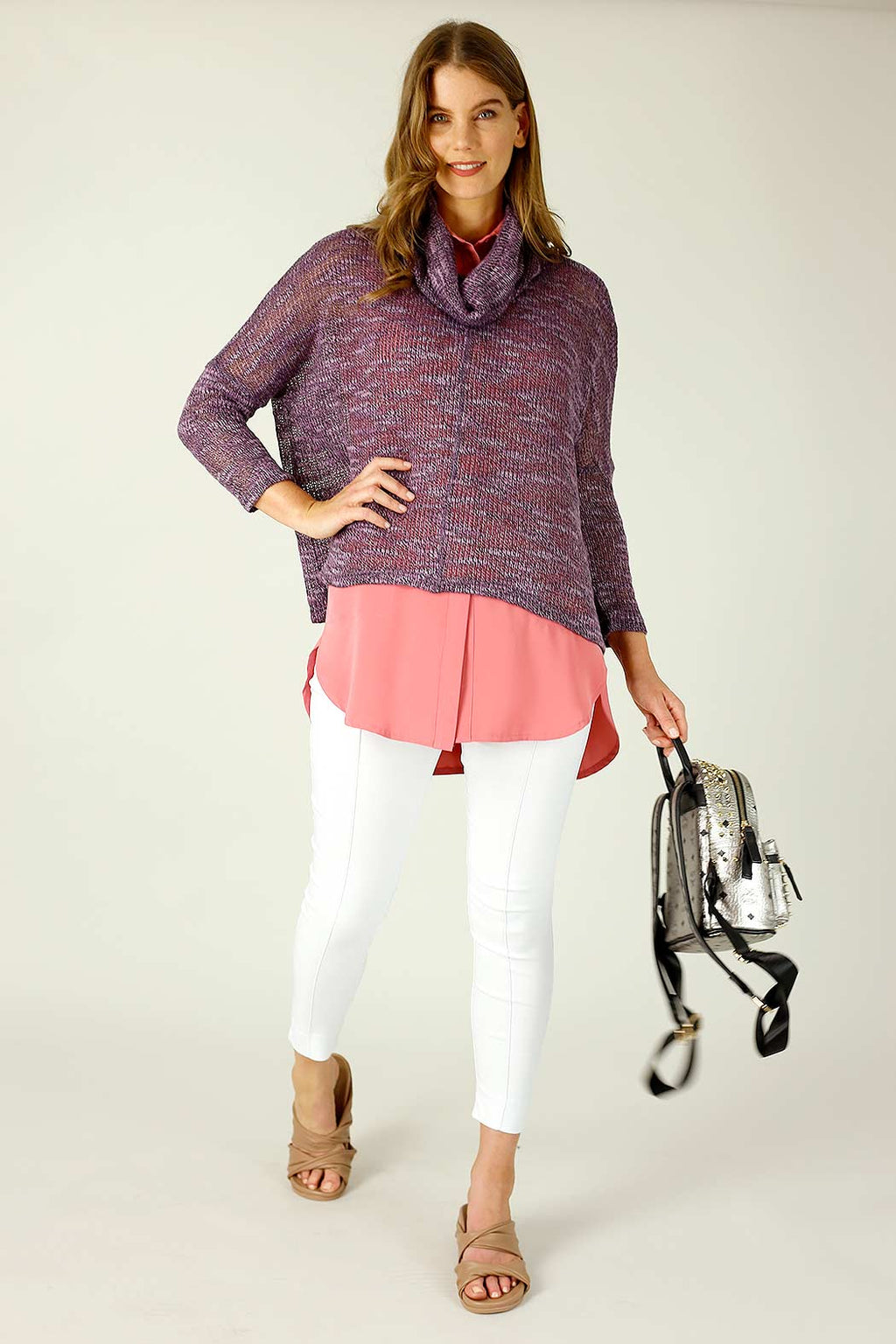 Plum Distressed Cowl Overtop - SALE
