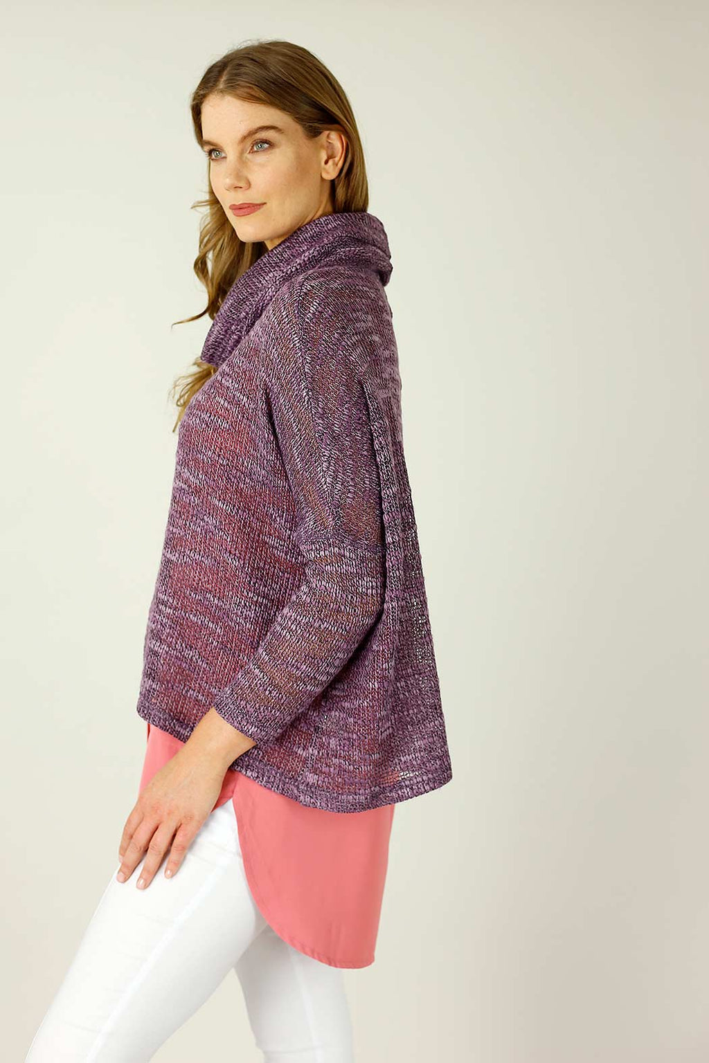 Plum Distressed Cowl Overtop - SALE