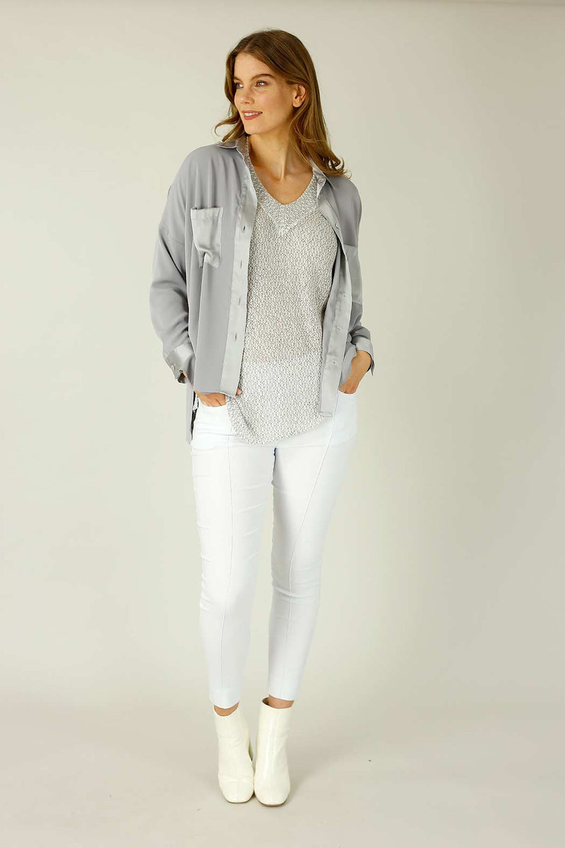 Grey Soft Touch Patchwork Overshirt - SALE