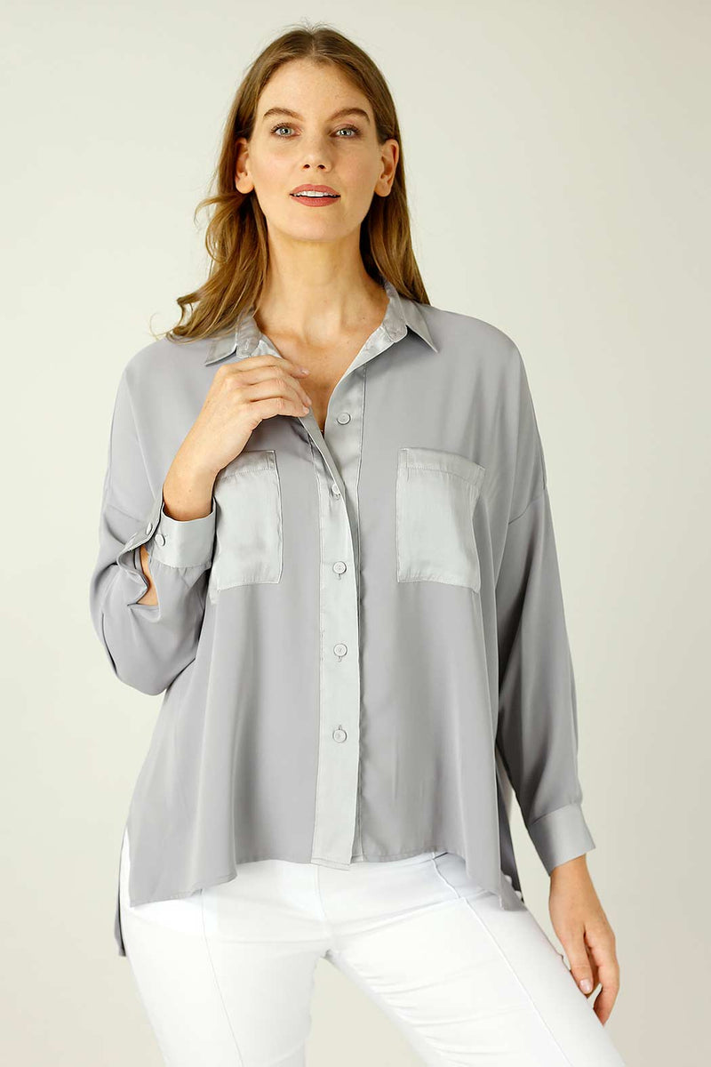 Grey Soft Touch Patchwork Overshirt - SALE