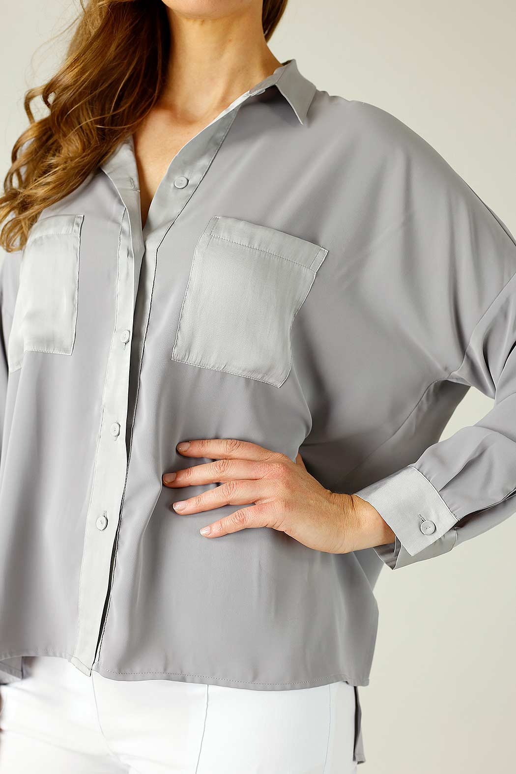 Grey Soft Touch Patchwork Overshirt - SALE