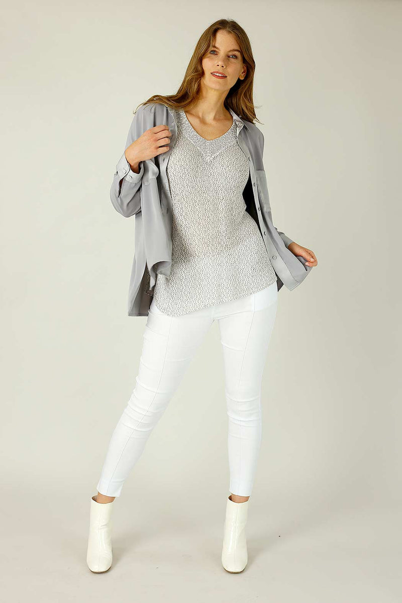Grey Liberty Knit Vee Overtop - SALE