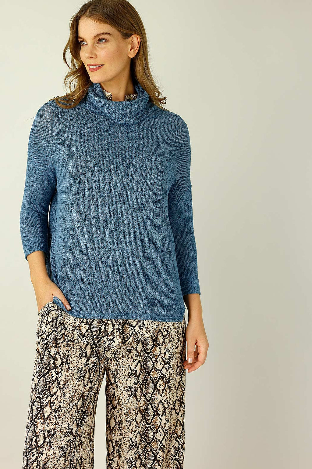 Denim Liberty Knit Turtle Neck