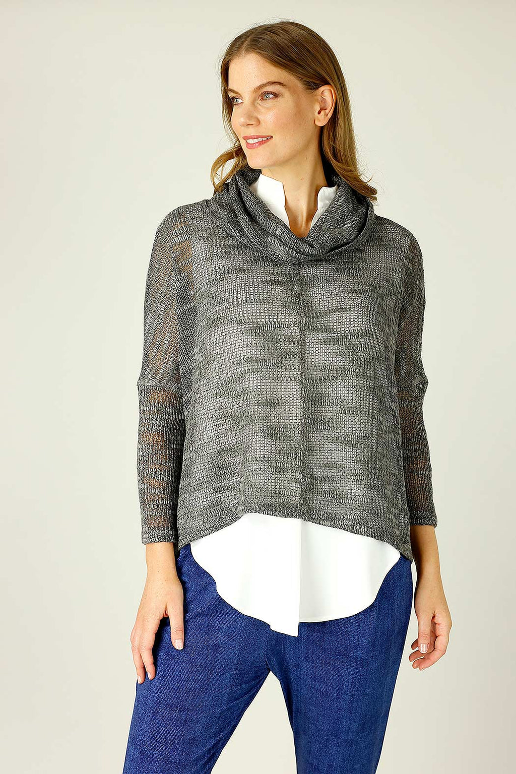 Khaki Distressed Cowl Overtop
