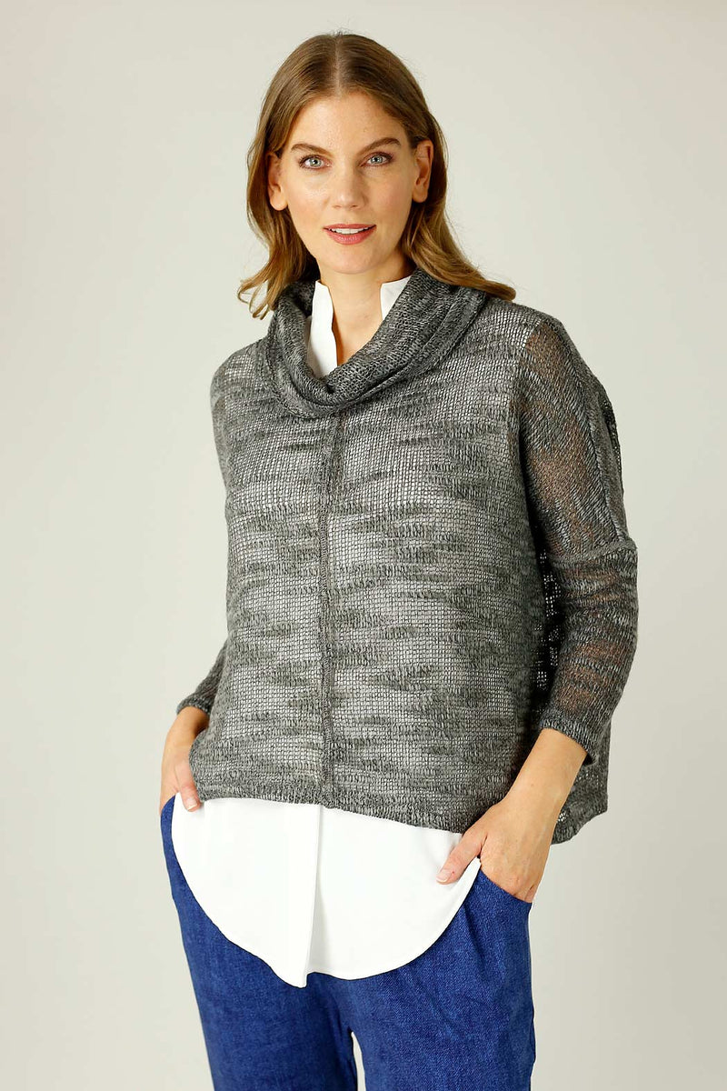 Khaki Distressed Cowl Overtop