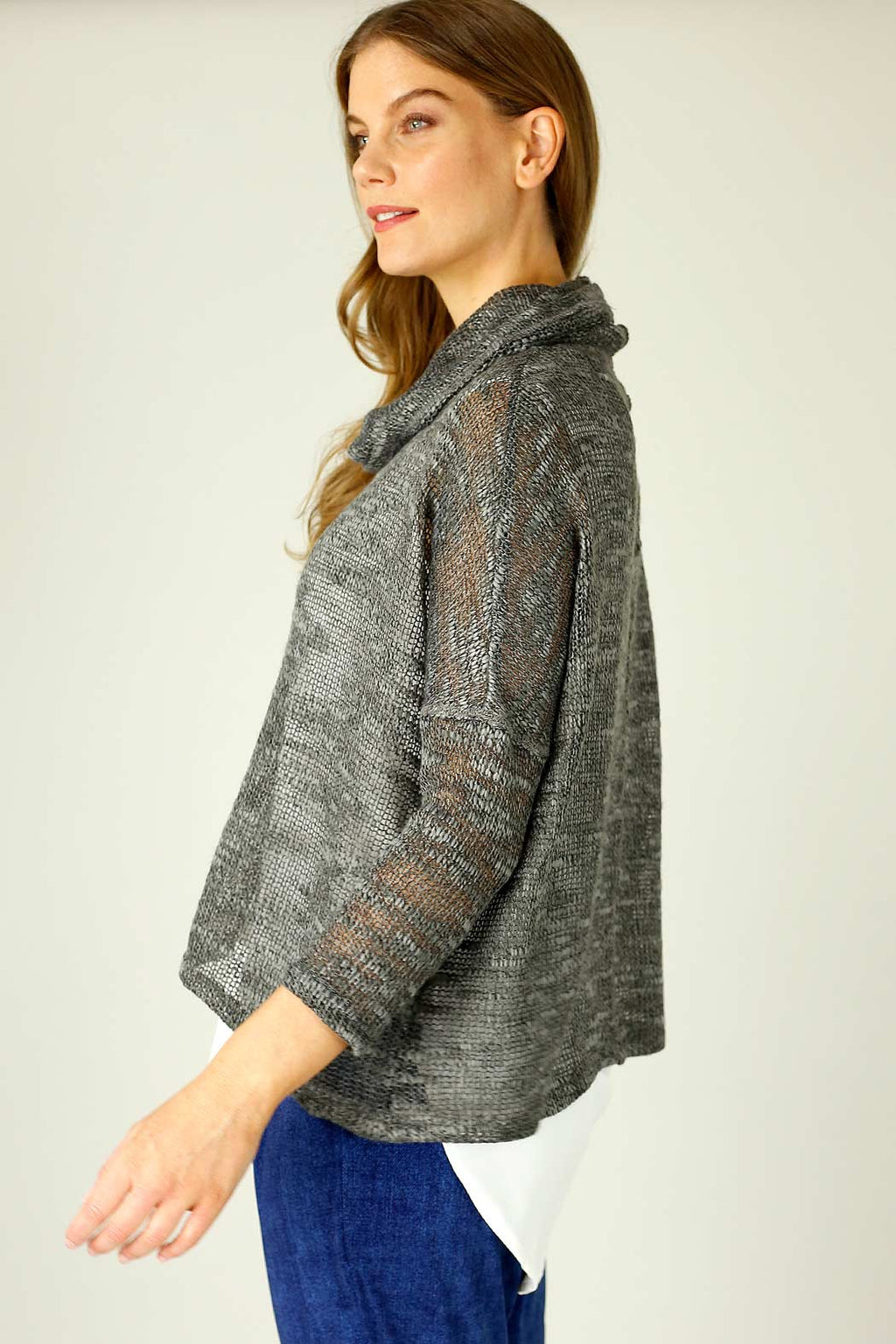 Khaki Distressed Cowl Overtop