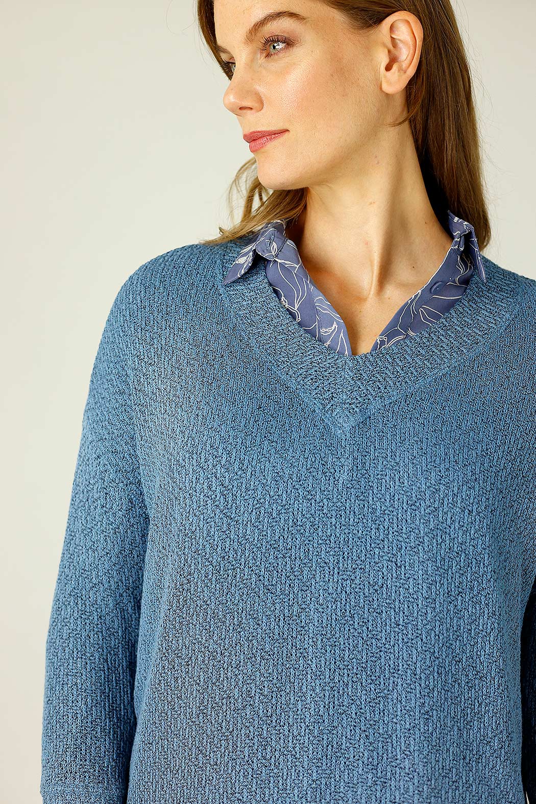 Denim Liberty Knit Vee Overtop