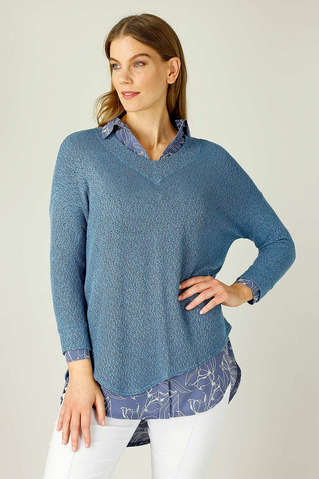 Denim Liberty Knit Vee Overtop