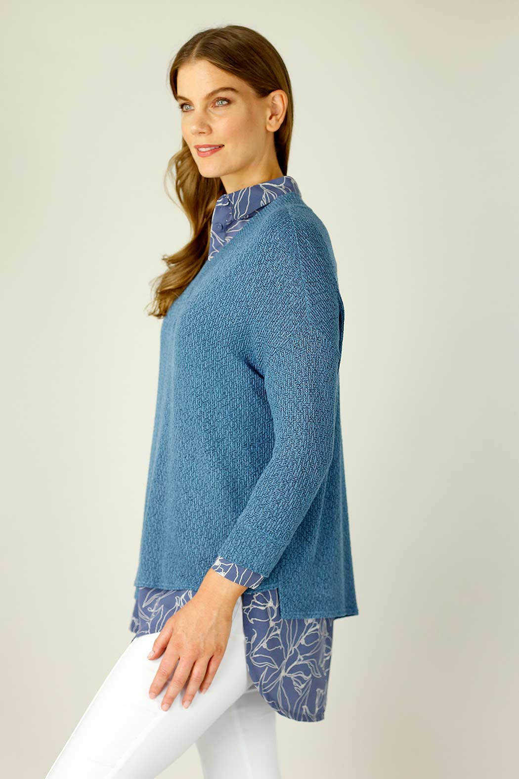 Denim Liberty Knit Vee Overtop