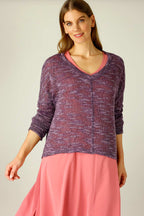 Plum Distressed V Neck Overtop