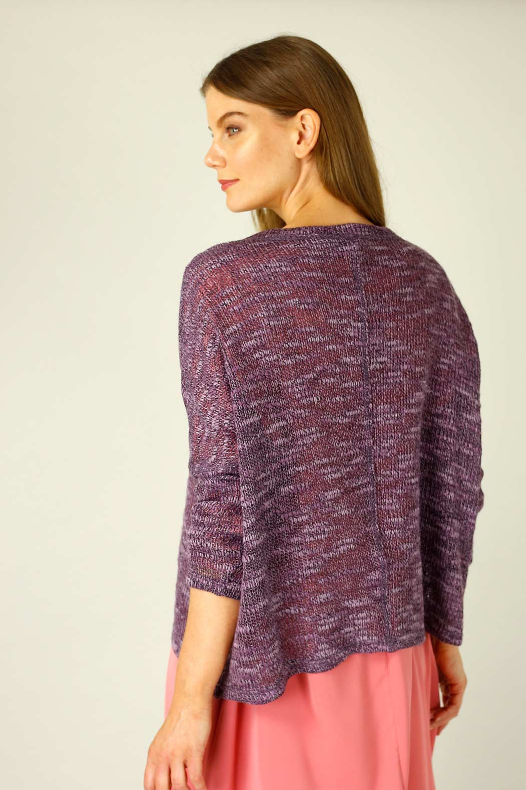 Plum Distressed V Neck Overtop