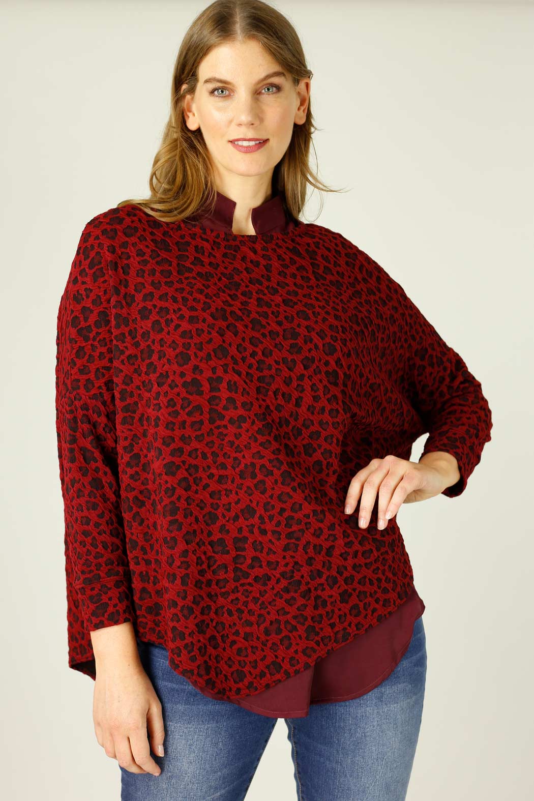 Red Animal Jacquard Overtop -SALE