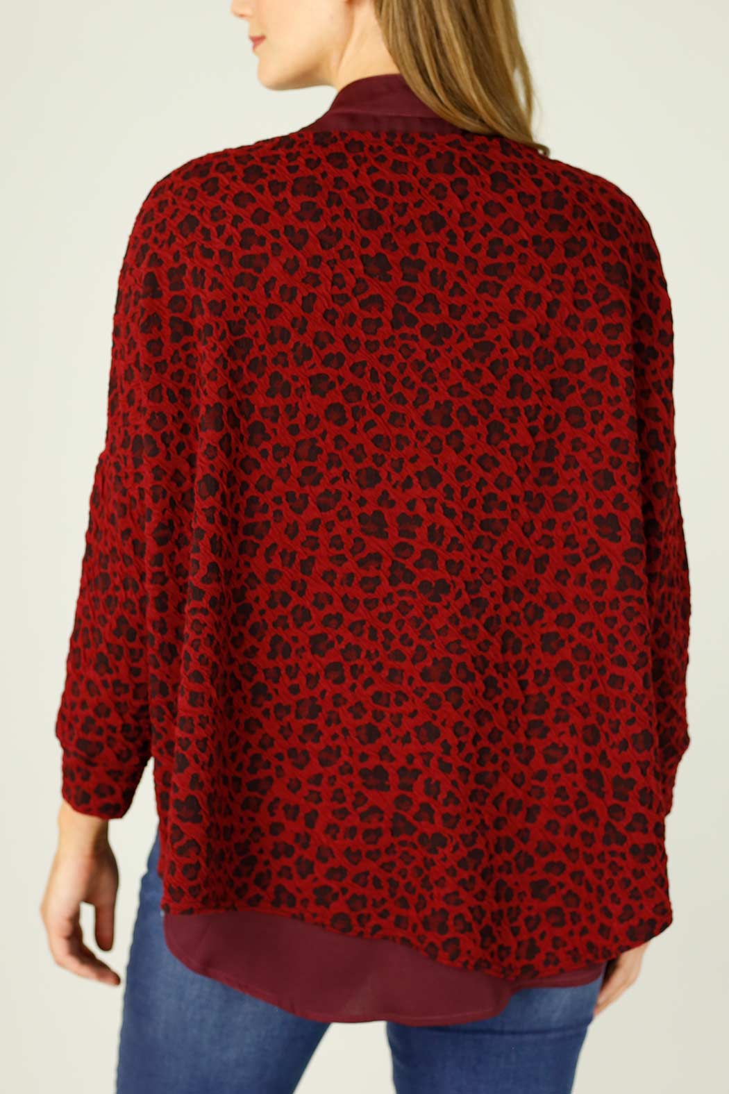 Red Animal Jacquard Overtop -SALE