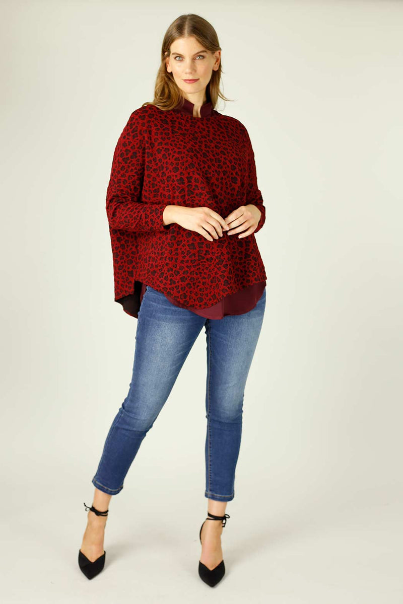 Red Animal Jacquard Overtop -SALE