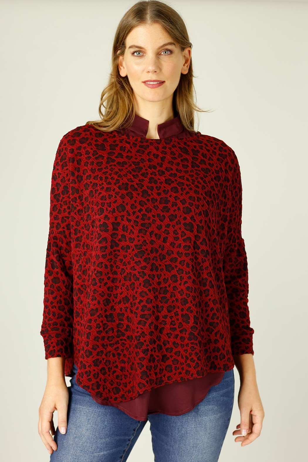Red Animal Jacquard Overtop -SALE