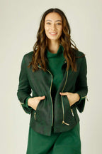 Forest Leatherette Biker Jacket - SALE