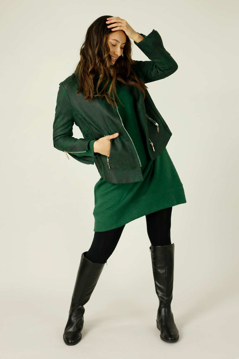 Forest Leatherette Biker Jacket - SALE