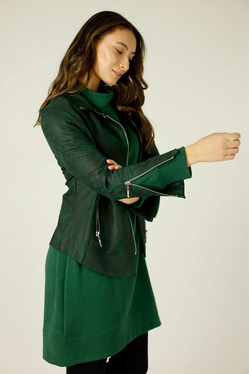 Forest Leatherette Biker Jacket - SALE