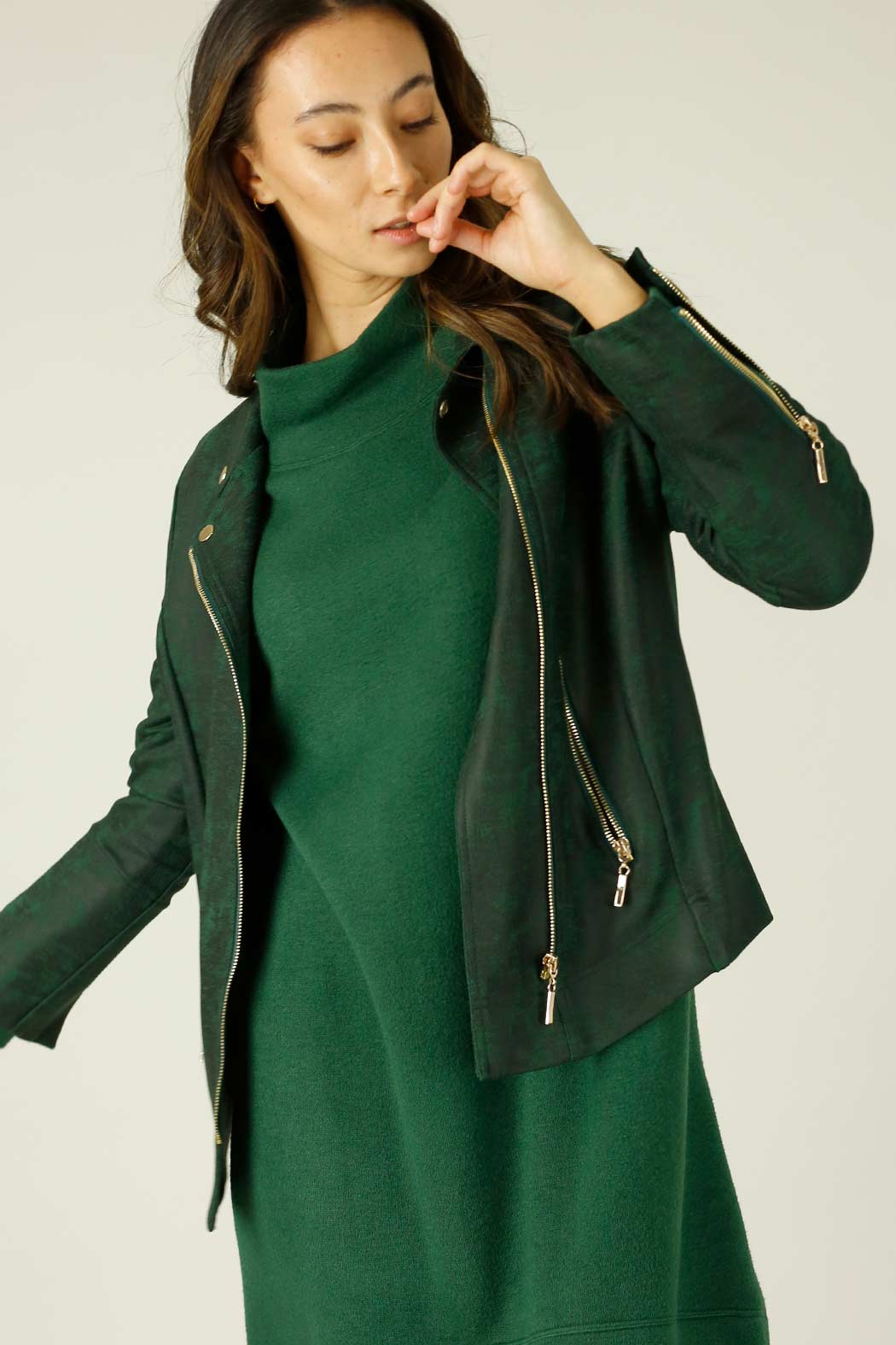 Forest Leatherette Biker Jacket - SALE