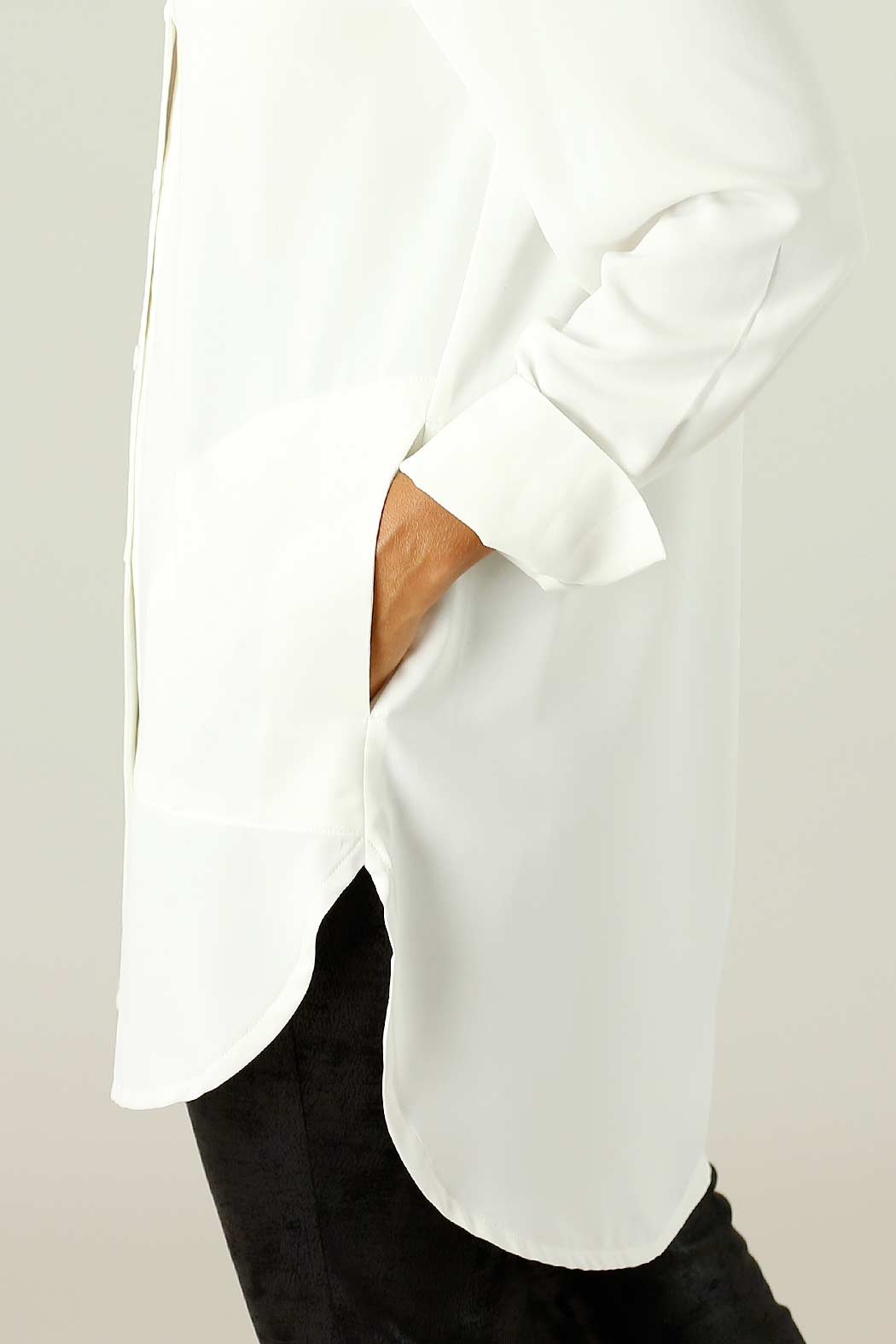 Ivory Soft Touch Cuffed Pocket Shirt