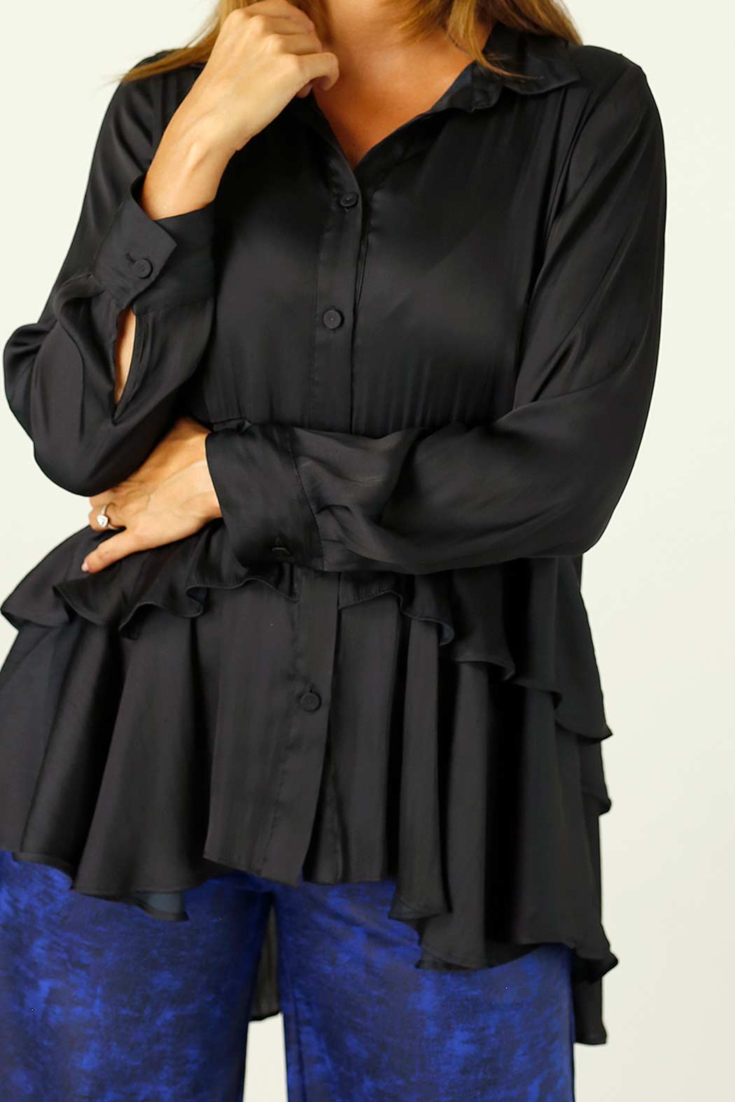 Black Silky Paris Shirt - SALE