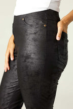 Black Leatherette Pull On Jean