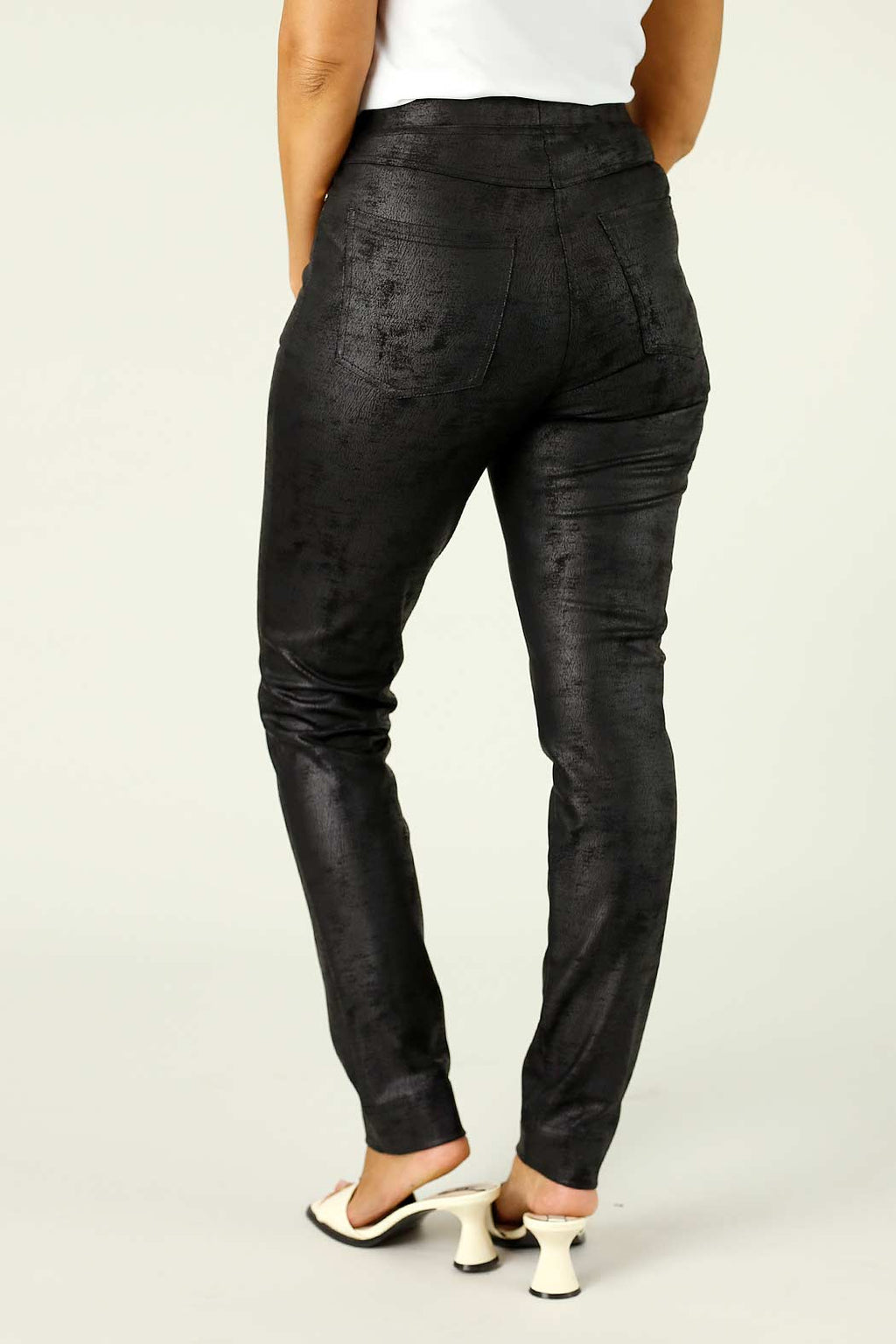 Black Leatherette Pull On Jean