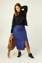 Cobalt Leatherette Harlow Skirt