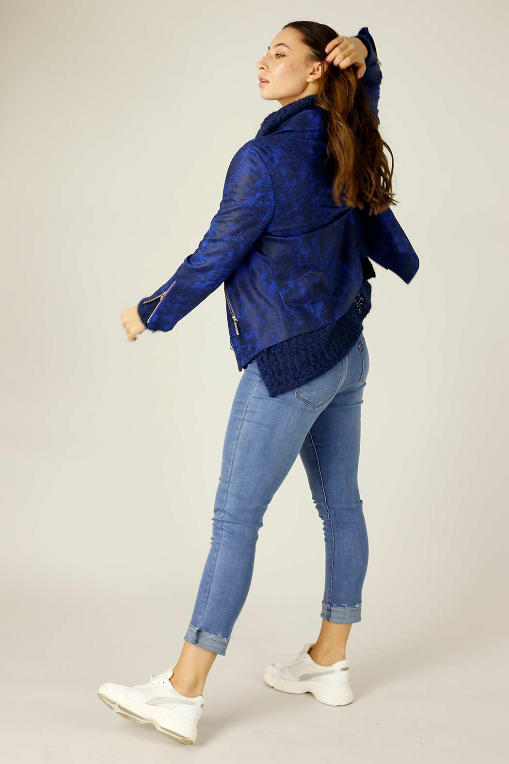 Cobalt Leatherette Biker Jacket