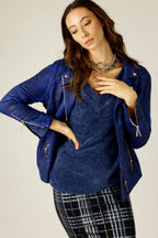 Cobalt Leatherette Biker Jacket