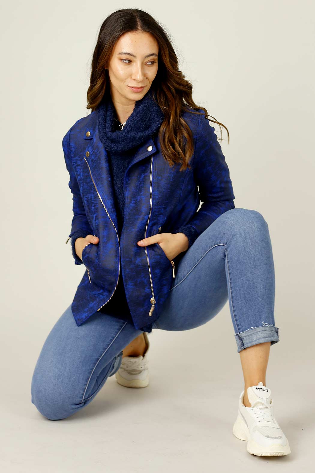 Cobalt Leatherette Biker Jacket