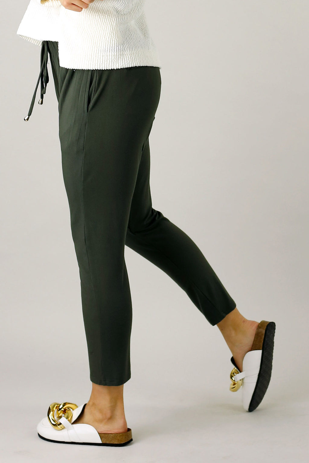 Khaki Bamboo Drop Crotch Pant - FINAL SALE