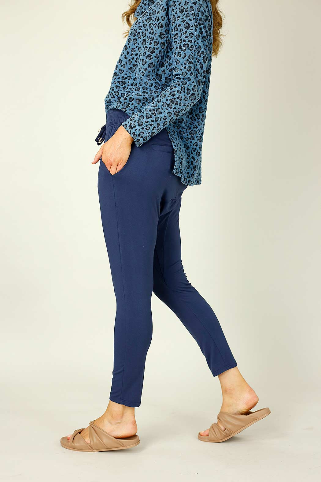 Navy Bamboo Drop Crotch Pant - SALE