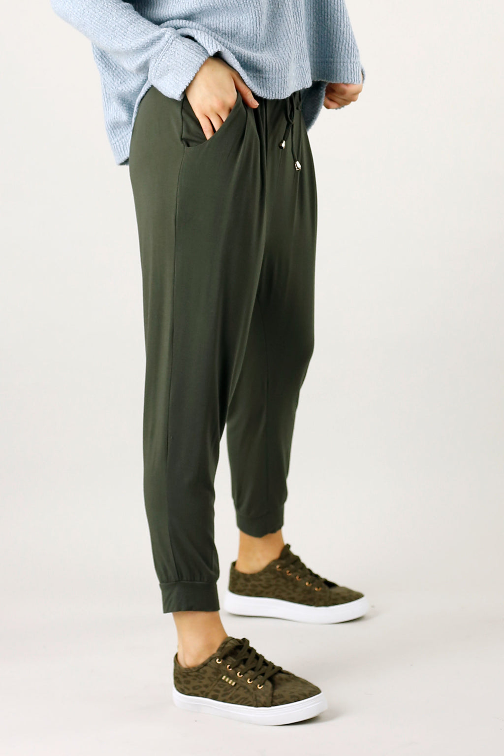 Khaki Bamboo Slouch Pant
