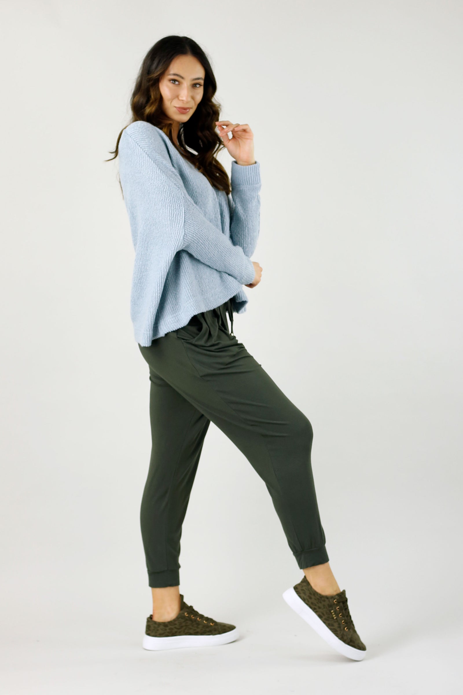 Khaki Bamboo Slouch Pant