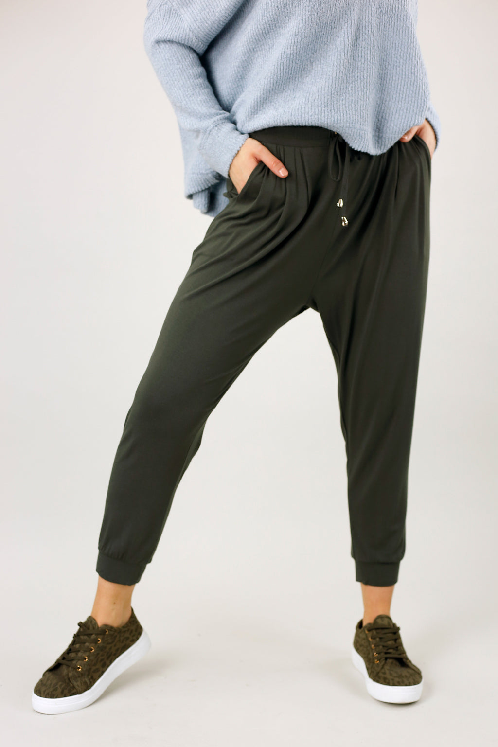 Khaki Bamboo Slouch Pant