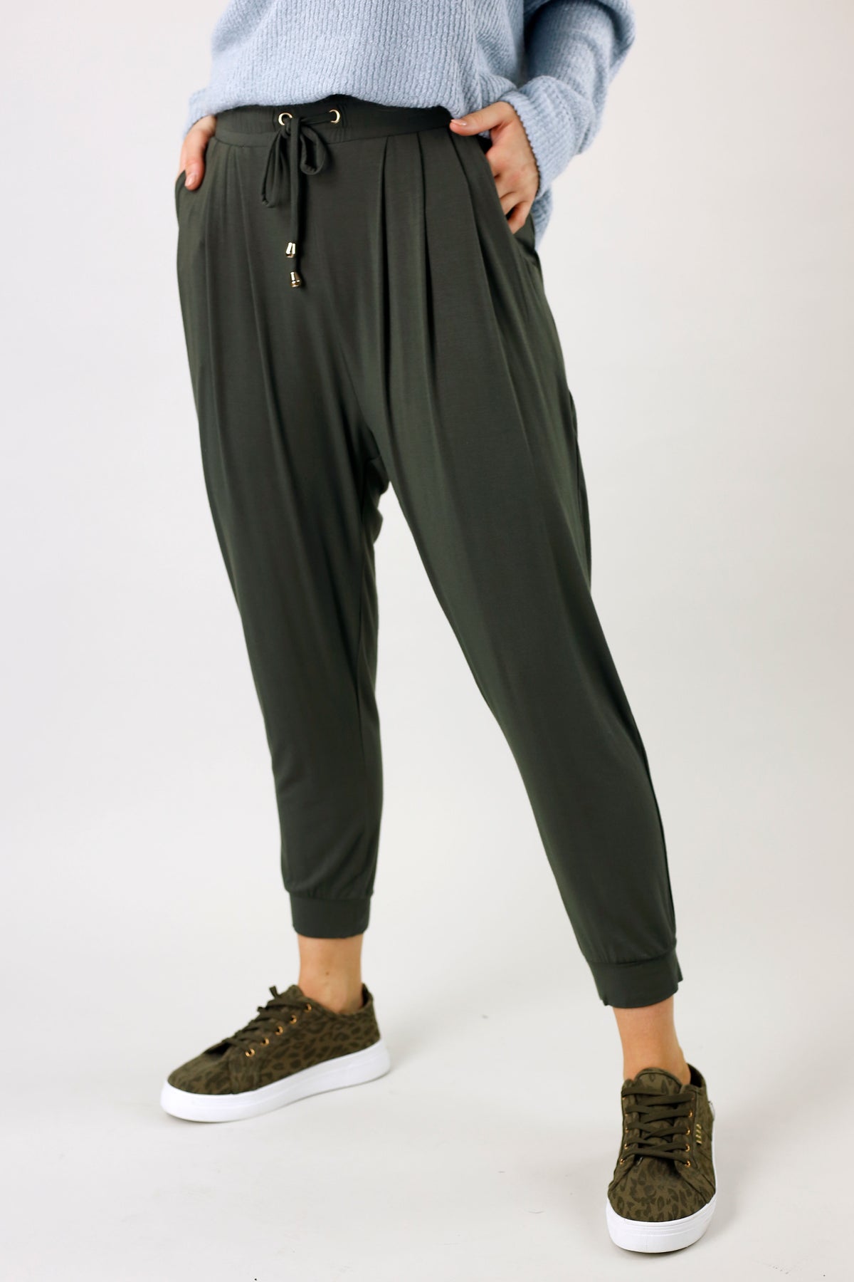Khaki Bamboo Slouch Pant