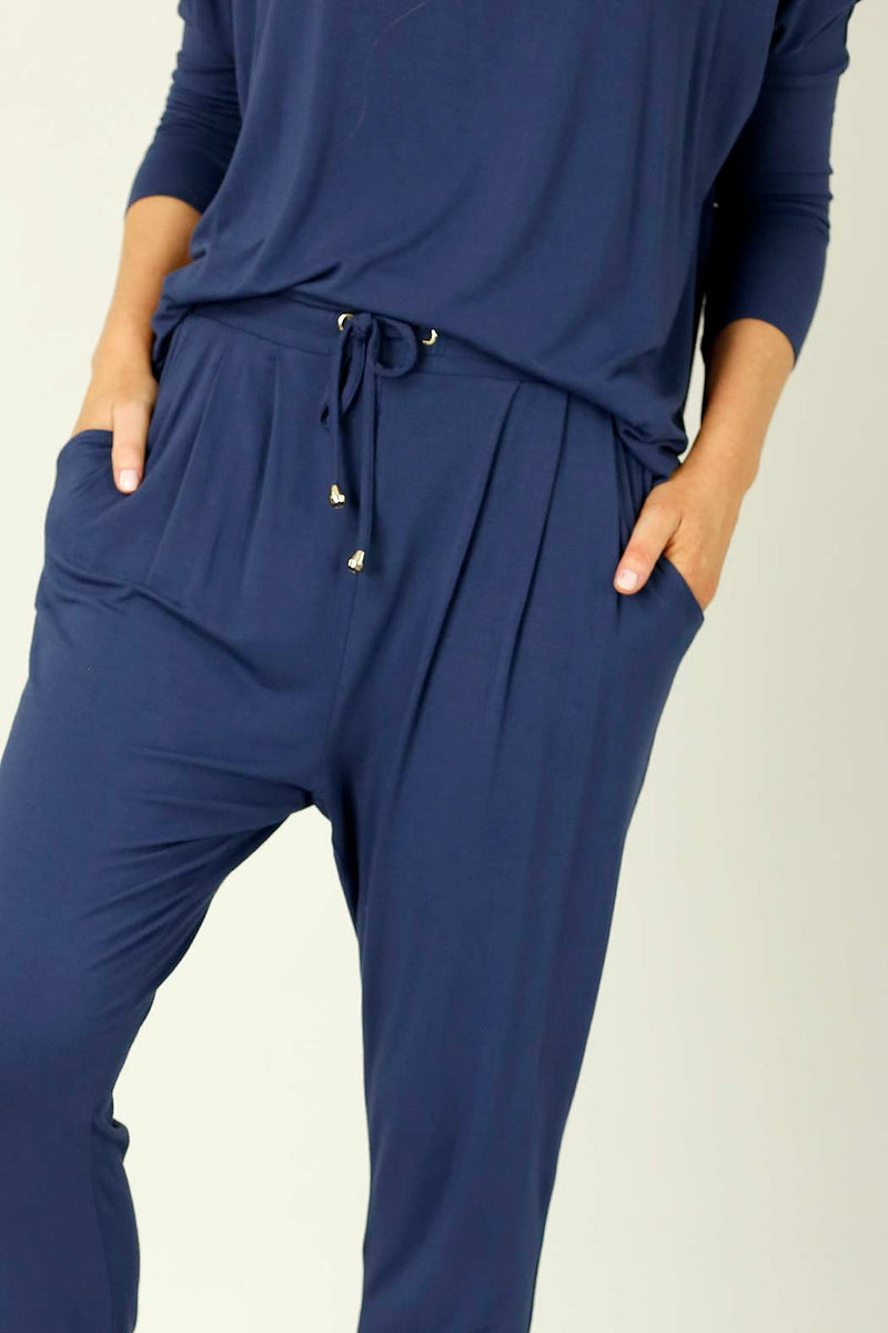 Navy Bamboo Slouch Pant - SALE